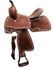 Western Barrel Horse Roughout Leather Saddle Tack Set Suede Seat 10"-18" Brown