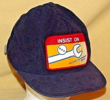 BAC HAT FACTORY AUTHORIZED PARTS BASEBALL BALL CAP WINTER NAVY CORDUROY PATCH*