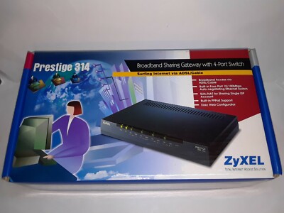 ZyXEL Prestige 314 Broadband sharing Gateway w/4 Port Switch Surf via ADSL/Cable
