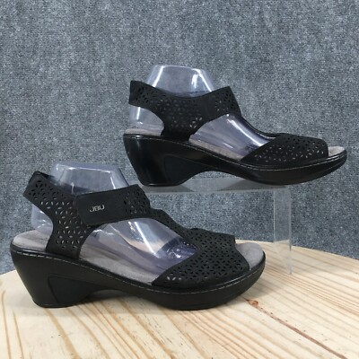JBU By Jambu Sandals Womens 12M Chloe Wedge Heels Cut Out Black Faux  Leather NEW