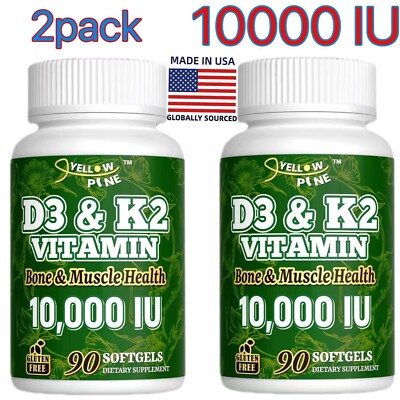  Yellow Pine 10000IU Vitamin D3 K2 | Supplement 90 Softgels