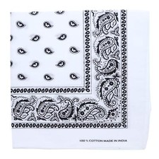 Extra Large Paisley Bandana 27x27 Inch-White