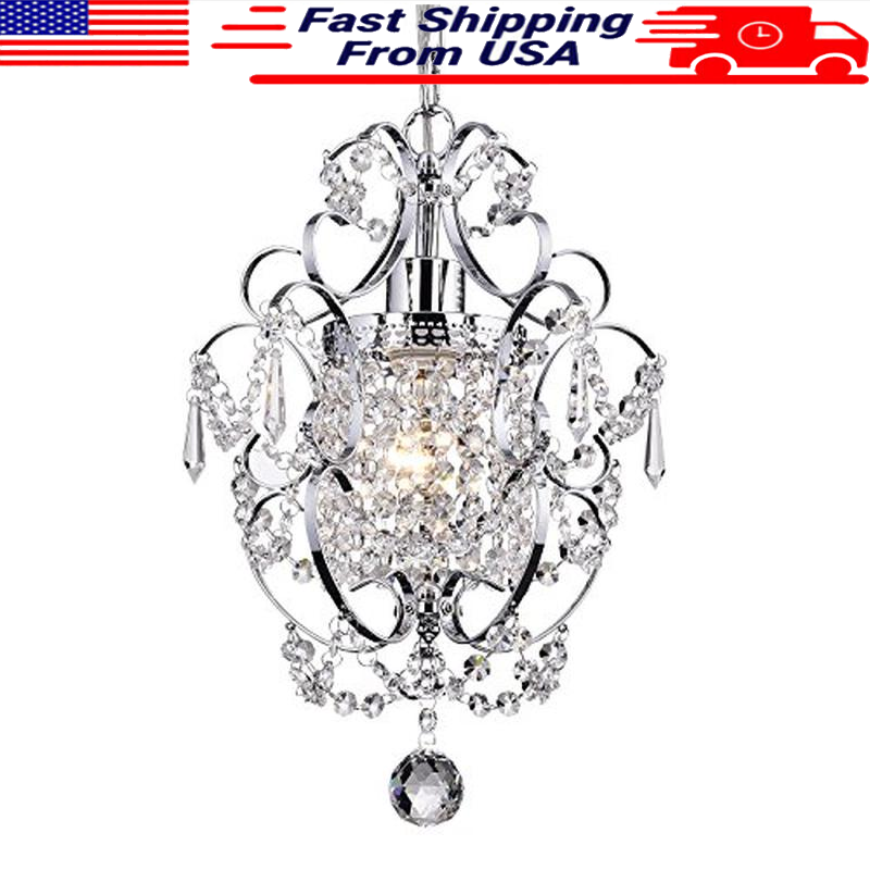 Mini Chandelier Adjustable Chrome Crystal Lighting Fixture Bedroom Closet Island