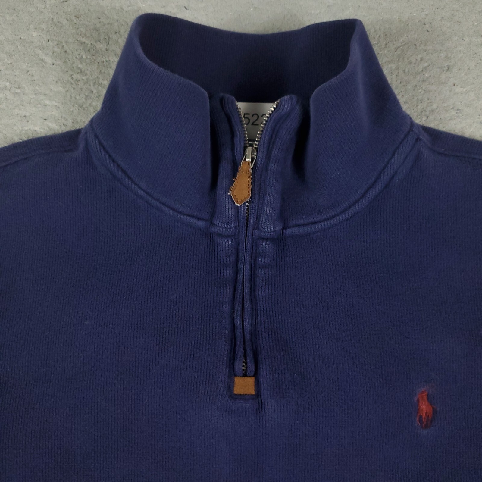 Maglione Ralph Lauren uomo taglia XL blu pony 1 4 zip pullover felpa *MACCHIATO