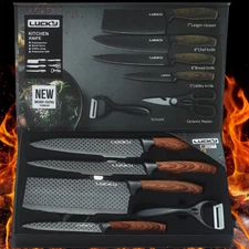 6 Piece Professional Kitchen Knives Set Forged Knife Sharp Chef Knife Paring Set