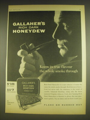 1963 Gallaher's Rich Dark honeydew Tobacco Advertisement