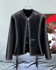 New Men's Fashion Crystal Coats Trend Blazer Rhinestones Luxury Black Jackets