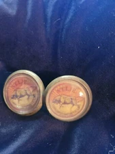 BRIDLE Rosette's Velie Saddlery Kc mo adv 2 in brass and glass 