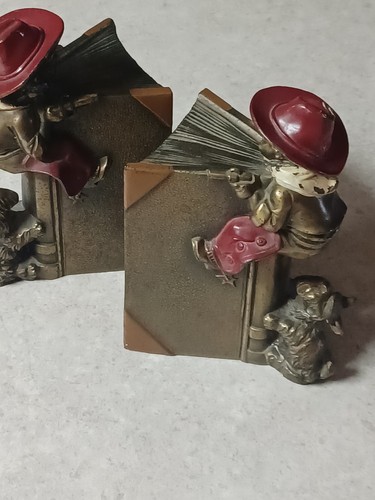 Vintage Bronze Cowboy And Puppy Book Ends