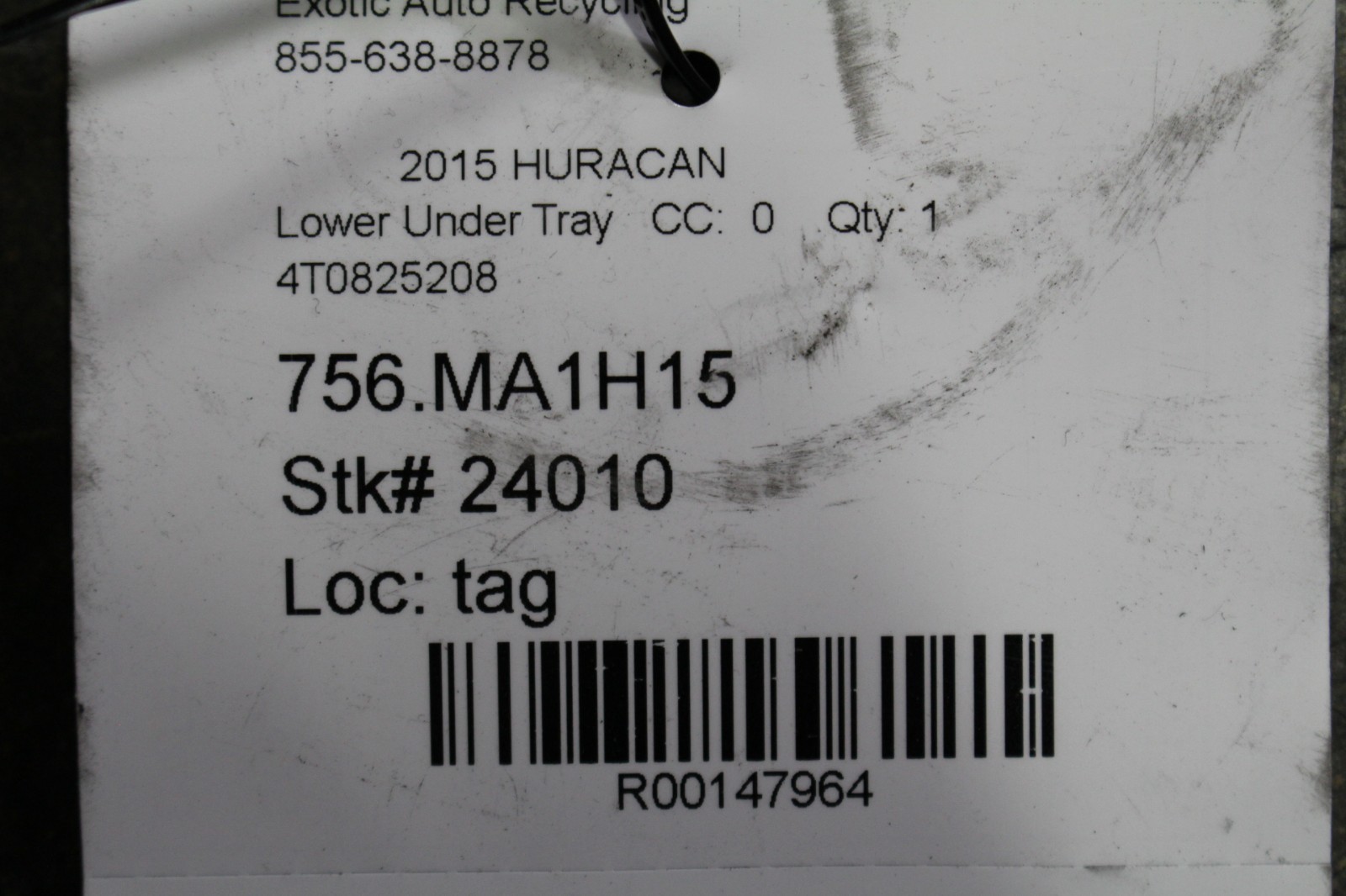 Lamborghini Huracan LOWER Skid plate P/N 4T0825208