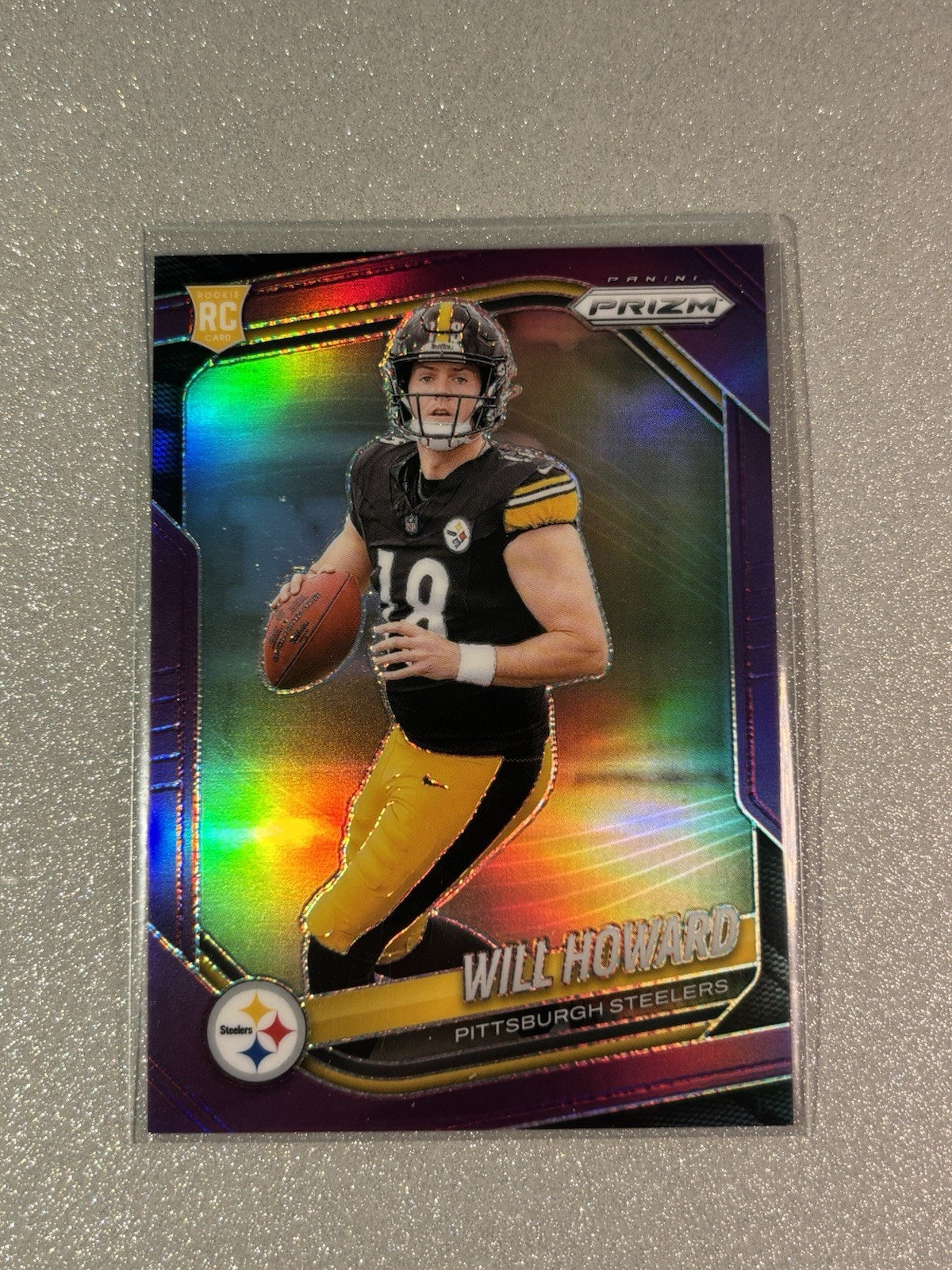 2025 Panini Prizm Will Howard #367 Purple Prizm /125 (RC) Rookie SP Steelers
