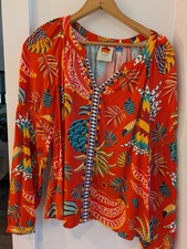 FARM Rio for Anthropologie blouse in vibrant, multi-colored print Small