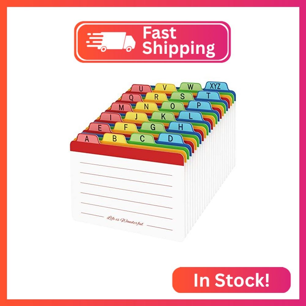 Neando 3 x 5 inches Index Card Dividers, Alphabetical Tabbed Index Cards Guides,