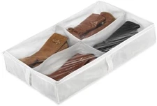 Whitmor Underbed Boot Bag 4 Section White Storage Organizer Space Saver