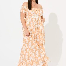 Torrid Maxi Gauze Off Shoulder Tie Front Dress size 4