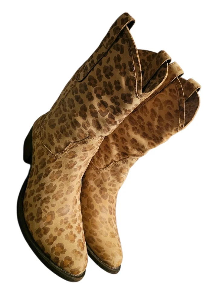 Botas Donald J Pliner Major Cheetah Roper Puntera Corta Mujer 8M Gamuza Western Boho Foto 3 de 4