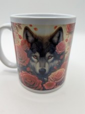 Wolf & Red Roses Art Mug 11oz Ceramic Coffee Cup Gift Boxed Gothic
