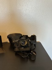 Canon A-1 Film Camera with 50mm Lens Works W Leather Case Strap And Power Rewind