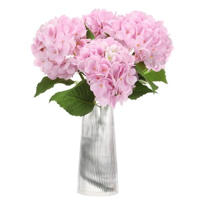 4 Stück Kunstblumen Hortensie 18,5'' Kunsthortensie aus Latex, rosa