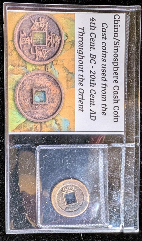 Lot of 2 - China/Sinosphere Cash Coin, 4th Cent. BC - 20th Cent. AD with card.