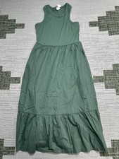 Gap Sleeveless Midi Dress Womens Large Green Cotton Poplin Skirt Easy Fit New