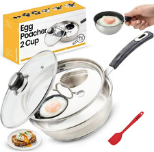 Eggssentials Egg Poacher Pan Nonstick Coating - Poached Egg Cooker, Stainless St