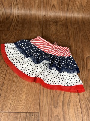 Red White and Blue Jersey Tulle Tutu Skirt with Stars and Stripes Design 24 M