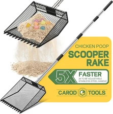 Updated Chicken Poop Scooper and Rake, 2-in-1 Chicken Coop Scoop Sand Rake, Stai