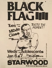Raymond Pettibon Poster Black Flag Social Distortion Adolescents