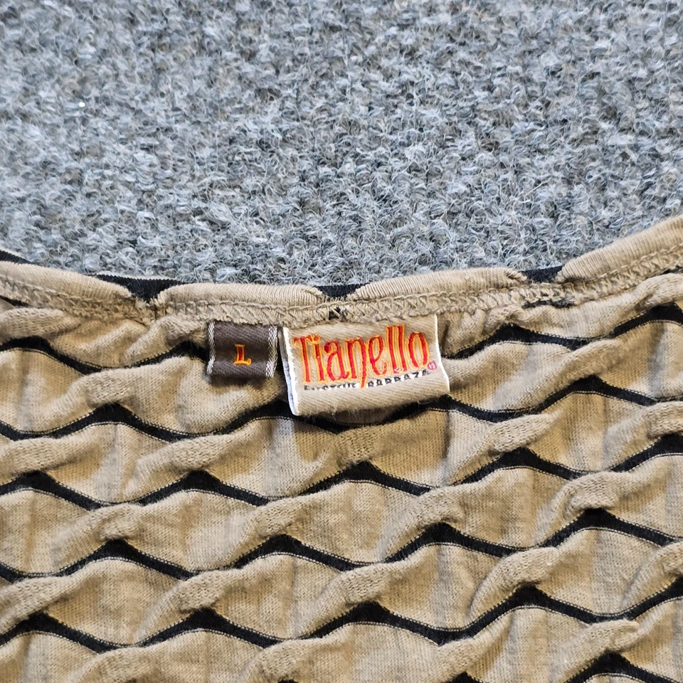 Топ Tianello женский размер большой бежевый собранная текстура Lagenlook туника повседневный - Изображение 3 из 4