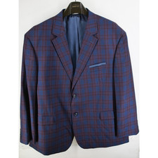 Oak Hill Mens 3XL Purple Blue Windowpane Plaid Blazer Sport Coat