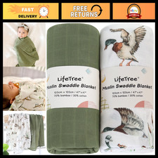 Soft Muslin Swaddle Blankets for Babies, Large 47x47, Bamboo Cotton Blend, Duck