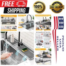 24'' Longer Faucet Mat for Kitchen Sink Splash Guard 7  Slope Fast Self-drain...