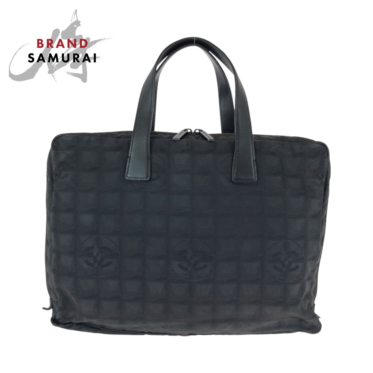 CHANEL Coco Mark Black Silver Hardware Nylon Business Bag A15974