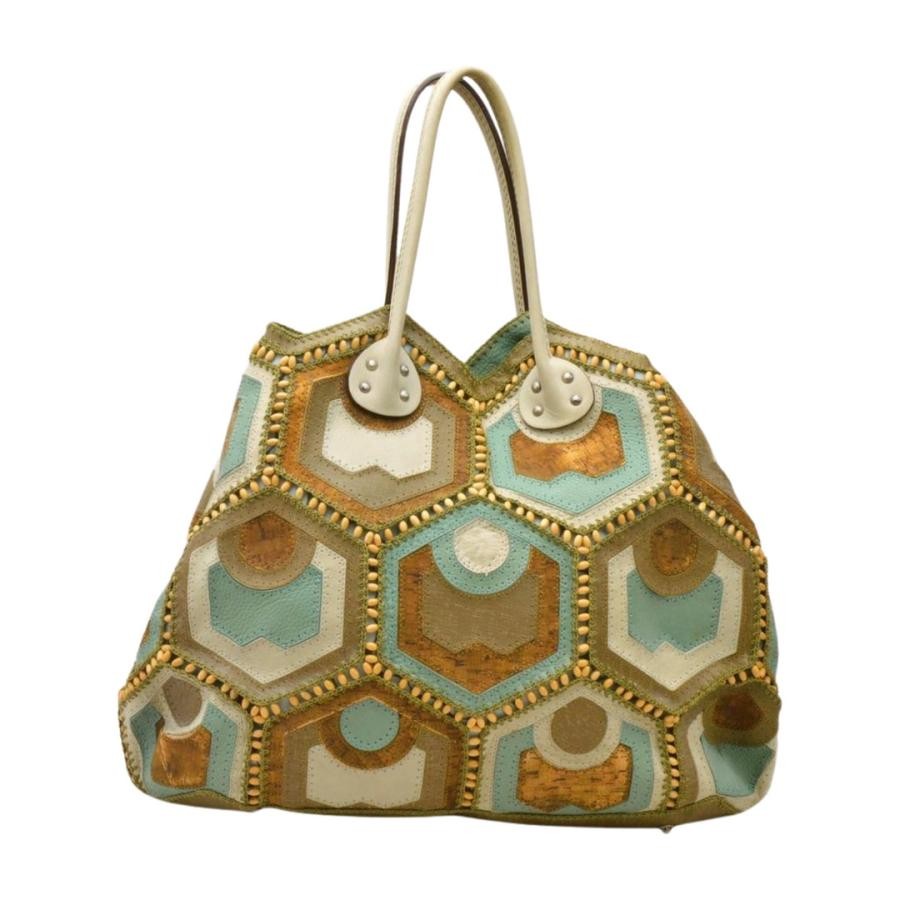 Jamin Puech Leather Patchwork Cork Hand Tote Bag … - image 2