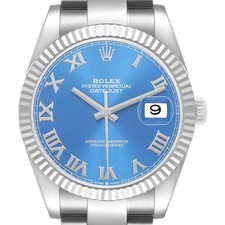 Rolex Datejust 41 Steel White Gold Blue Dial Mens Watch 126334 Box Card