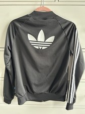 adidas Originals Women's Black Track Jacket XS Full Zip Trefoil Logo Pockets