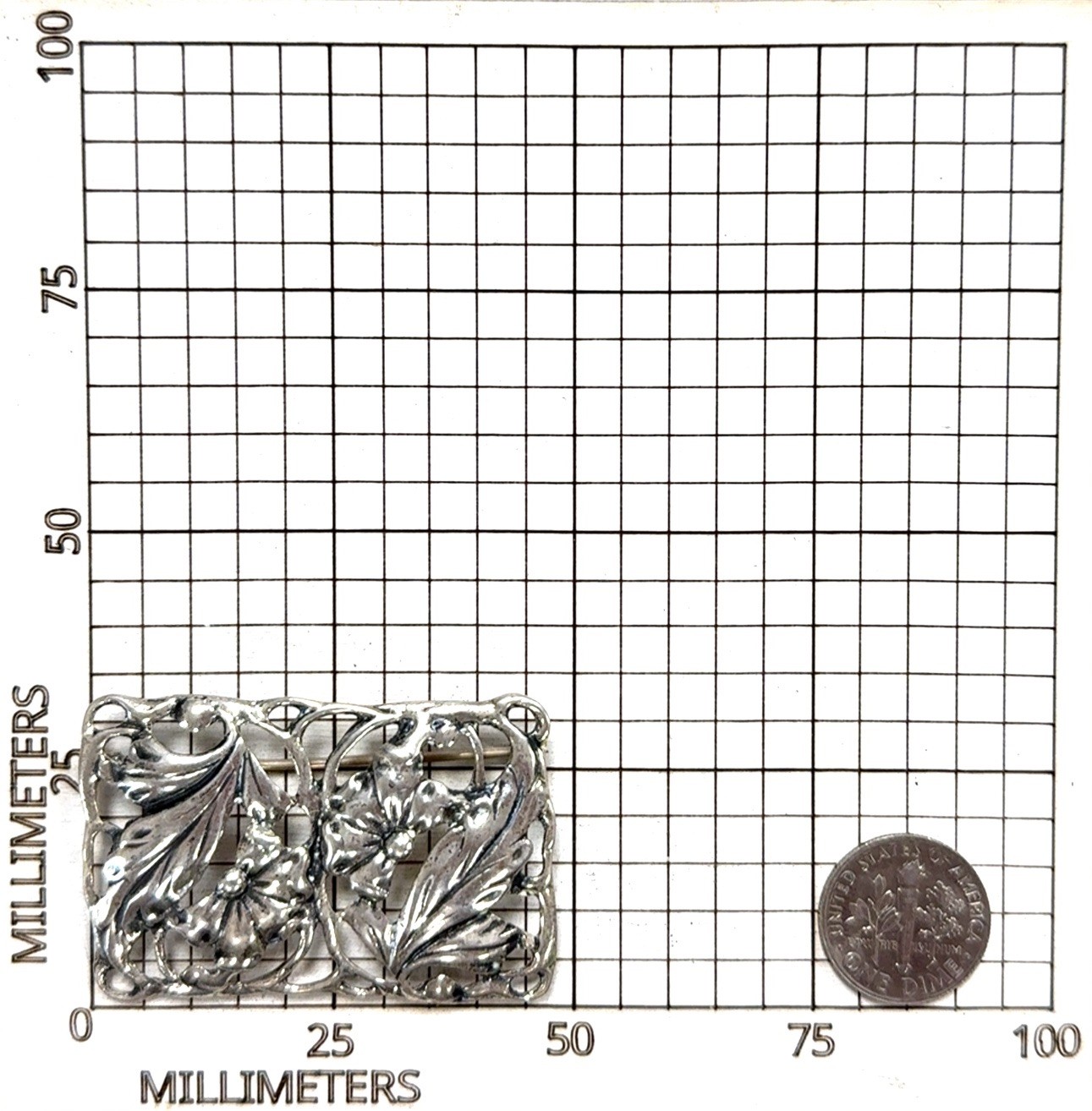 Danecraft 925 Sterling Silver Rectangular Floral … - image 6