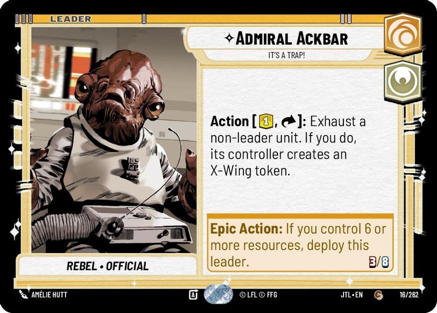 Star Wars Unlimited Admiral Ackbar (16/1264) Jump to Lightspeed NM