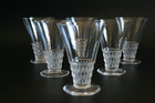 SET OF 6 VINTAGE LALIQUE BOURGUEIL CRYSTAL WINE GLASSES