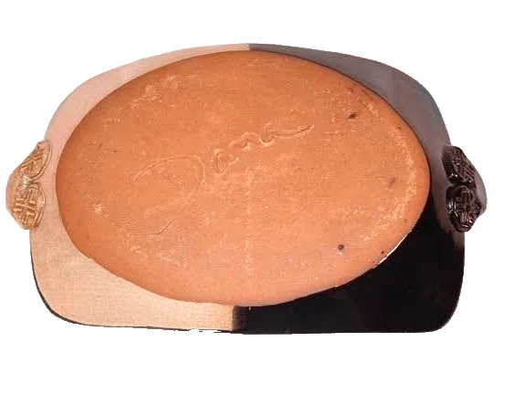 Bandeja de cerámica de estudio hecha a mano bandeja firmada esmalte negro gres texturizado Foto 2 de 3