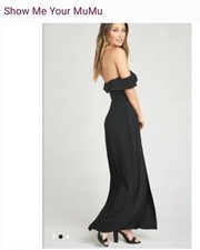 Show Me Your MuMu Upton Maxi Dress Black Off Shoulder Sleeveless Side Slit Small