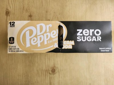 DR PEPPER and Cream Soda Zero Sugar, 12 fl oz cans, 12 pack