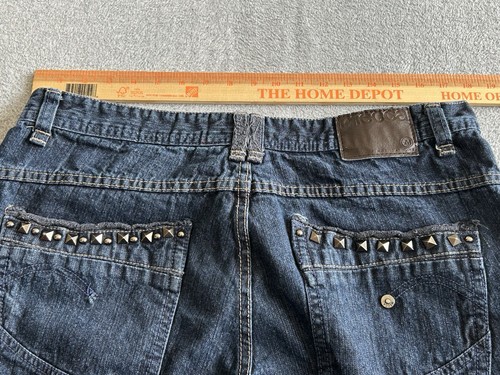 Mecca Jeans Mens 36x32 Slim Straight Dark Wash Blue Vintage 90s Hip Hop Cotton - Picture 5 of 14