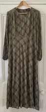 Uniqlo C Clare Waight Keller Women’s Khaki Check Long-Sleeved Maxi Dress L UK 14