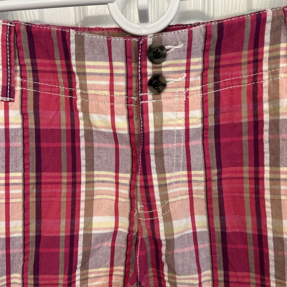 Sonoma Modern Fit Women’s Pink Fuchsia Plaid Shorts Low Rise Pockets 14 NWT - Imagem 3 de 4