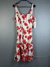 Breakin Loose Dress Womens 16 Red Floral Fit & Flare Sleeveless Stretch Sundress