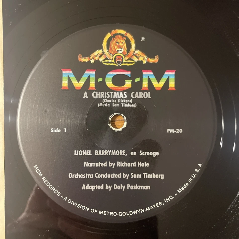 Lionel Barrymore A Christmas Carol / Beloved Holiday Hymns LP MGM Mono Shrink EX - Image 3 of 4