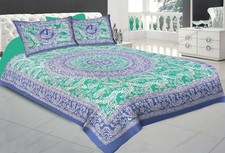 Attrative Jaipuri Floral Printed Cotton Double Bed Sheet 2 Pillow Cover 90x108