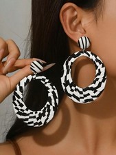 Zebra Stripes - C Handmade Oversized Hoop Earrings One Size For Women